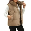 thumbnail image 3 of Durtebeua Cropped Outerwear Warm Puffer Lightweight with Pockets Puffer Vest Women's Vest, 3 of 6