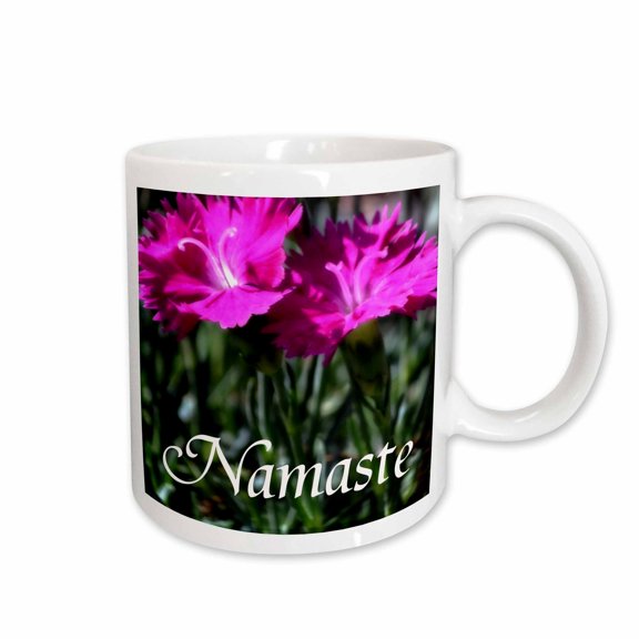 3drose, an Image of Pink Flowers with the Word Namaste Written in Big Letters, 15oz Mug