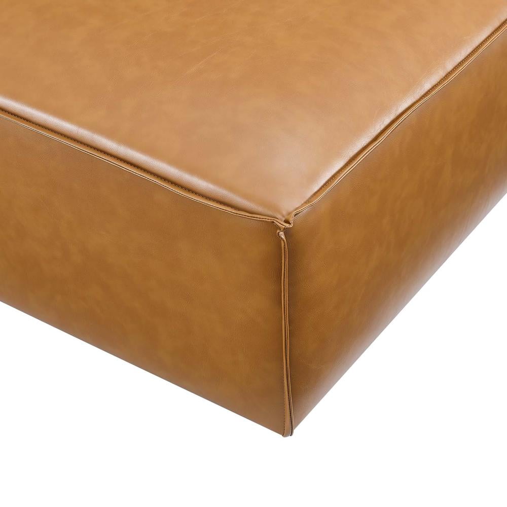 Modway Restore Modern Upholstered Faux Leather Ottoman in Tan