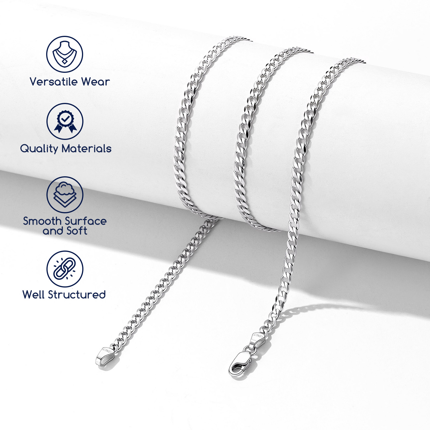 Suplight 925 Sterling Silver Curb Chain Necklace photo 7