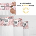 thumbnail image 2 of No Hook Shower Curtains with Snap-in Liner Set, Vintage Flower Pattern Waterproof Hotel Style Bathroom Shower Curtain, Spring Floral Leaves Plants Pink Breathable Mesh Top Bath Curtains 60''x72'', 2 of 9