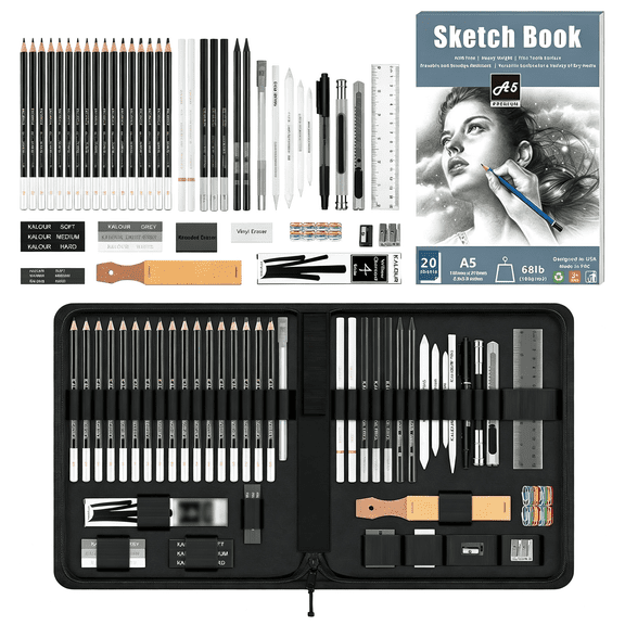 BPPEG 83-Pack Sketch Drawing Pencils Kit with Sketchbook|Graphite,Charcoal Pencils and Artists Tools,Pro Art Drawing Supplies for Adults Beginners,Ideal for Sketching Shading