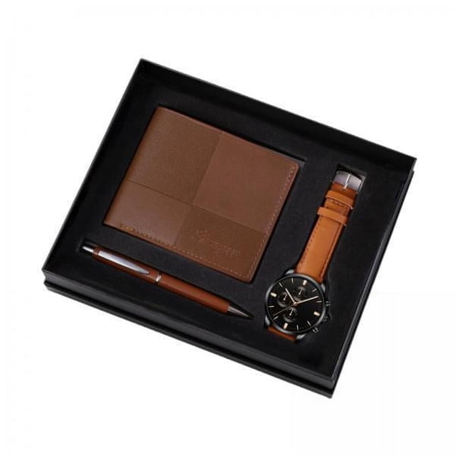 Set De Regalo Para Hombre, Organizador Elegante, Reloj Para Hombre, Aniversario, Cumpleaños, 4 Unidades, Color Marrón