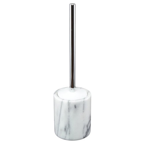 Creative Home Natural Toilet Brush Holder Set with Silicone Cover, 4-1/4" Diam. x 14-1/2" H, White Marble