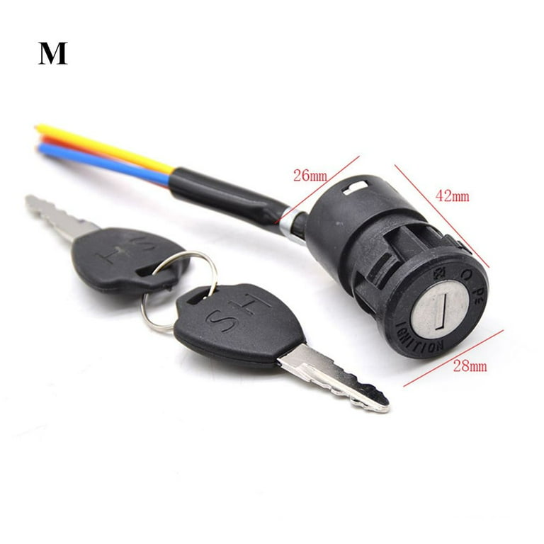 1Pcs Ebike Ignition Switch Lock Keys W/ Wire Electric Scooter Tricycle Vehicle Assembly Kit Universals Kick Scooter Accessories