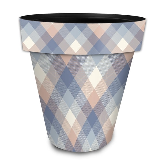 Briarwood Lane Everyday Planter 14" x 15" x 15" Pink and Blue Check Large Planter