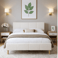 thumbnail image 2 of Gewnee Queen Size Platform Bed Frame with Upholstered Teddy Velvet Headboard - Wood Slat Support, Sturdy Construction.No Box Spring Required, 2 of 13