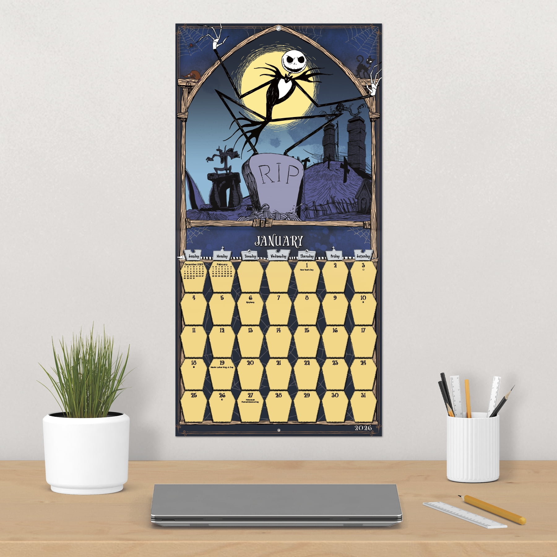 The Nightmare Before Christmas Wall Calendar, 16 Months, by Treads International