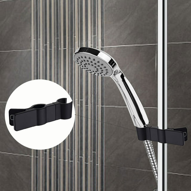Universal Shower Slide Bar Bracket | 22-25mm OD Adjustable Height Clamp | Alloy Metal Replacement Part for Standard Round Shower Rods | Black Gray Silver Options | 1-Piece Set