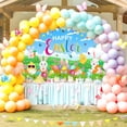 thumbnail image 3 of Pancarta de Pascua de Avezano, fondo para fotografía de Pascua, decoración de fiesta de Pascua, conejo, huevos coloridos y pollito, letrero de césped verde para jardín, 70,8 x 43,3 pulgadas, 3 of 8
