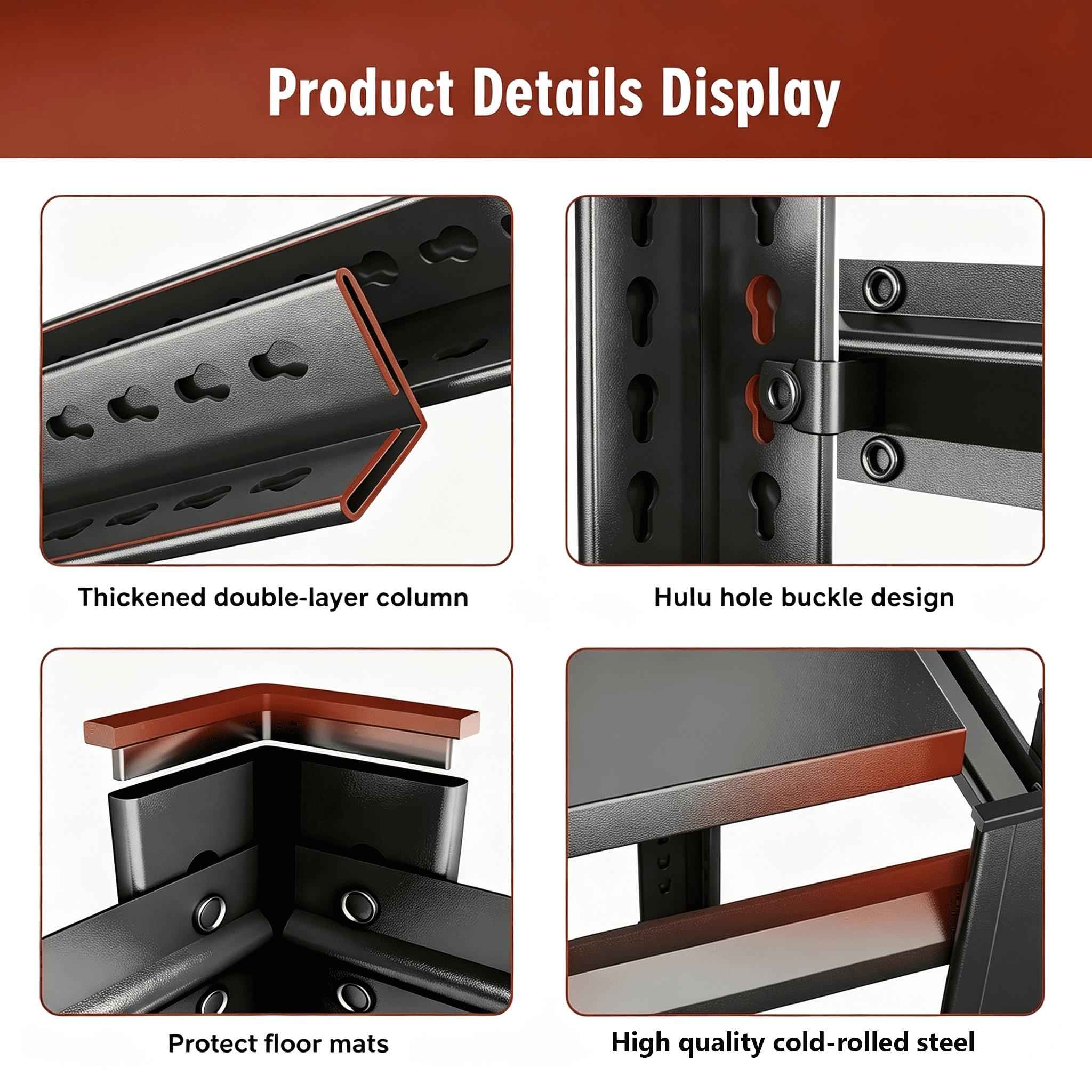 4-Tier Adjustable Metal Storage Shelving Unit, Black Heavy Duty Kitchen Organizer for Home Space Saving