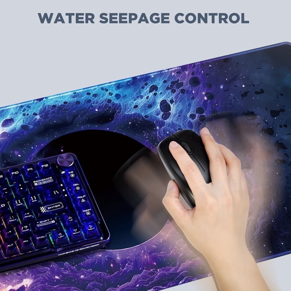 Lectrus Purple Nebula Desk Pad, Extra Large Mouse Pad with Stitched Edges, Non-Slip Base Office Desk Accessories for Gamers, 35.4"x15.7",Starry Sky
