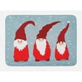 thumbnail image 1 of Gnome Bath Mat, Funny Elves in Santa Clothes Xmas Theme in Winter with Snowflakes Humor, Plush Bathroom Decor Mat with Non Slip Backing, 29.5" X 17.5", Vermilion Ruby Pale Blue, by Ambesonne, 1 of 2