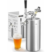 128oz Mini Keg Growler Portable Draft Beer Dispenser System Pressurized Stainless Steel Beer Growler Tap System Home Mini Kegerator, with Professional Beer Tap and CO2 Regulator to Keep Fresh