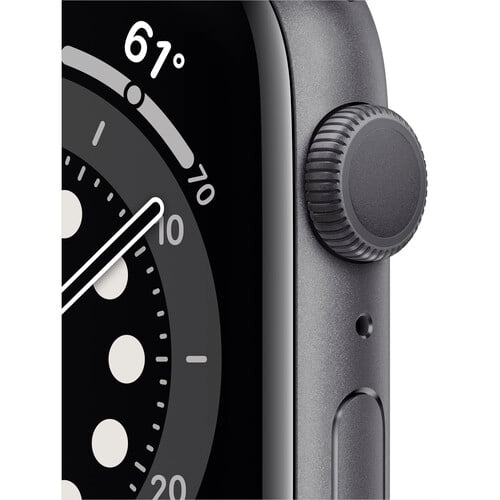 AppleWatch Series 6 (GPS, 44mm) - Space Gray Aluminum Case with Black Sport  Band