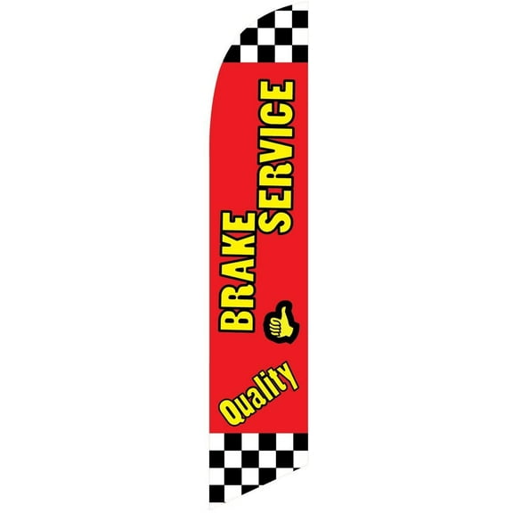 Checkered Quality Brake Service Feather Banner Swooper Flag, Replacement Flag Only