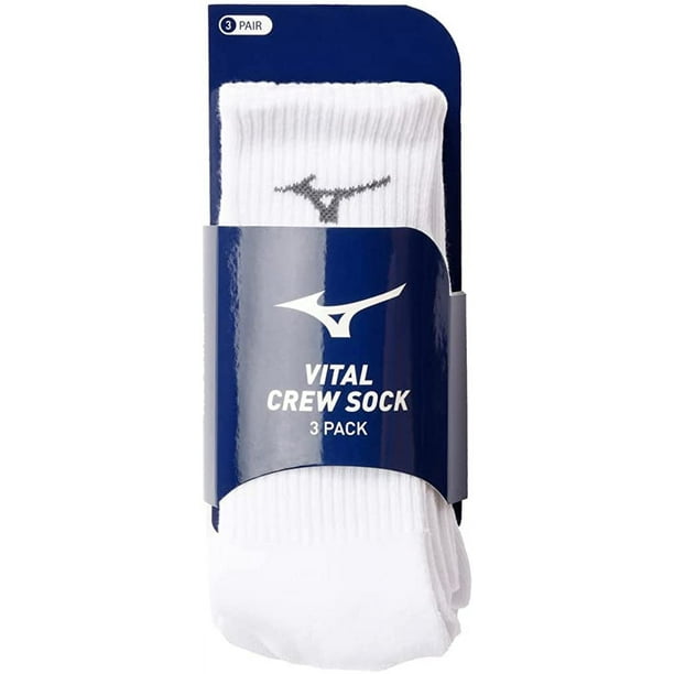 Mizuno Vital Crew Sock 3 Pack Size Small White 0000 Walmart Business Supplies