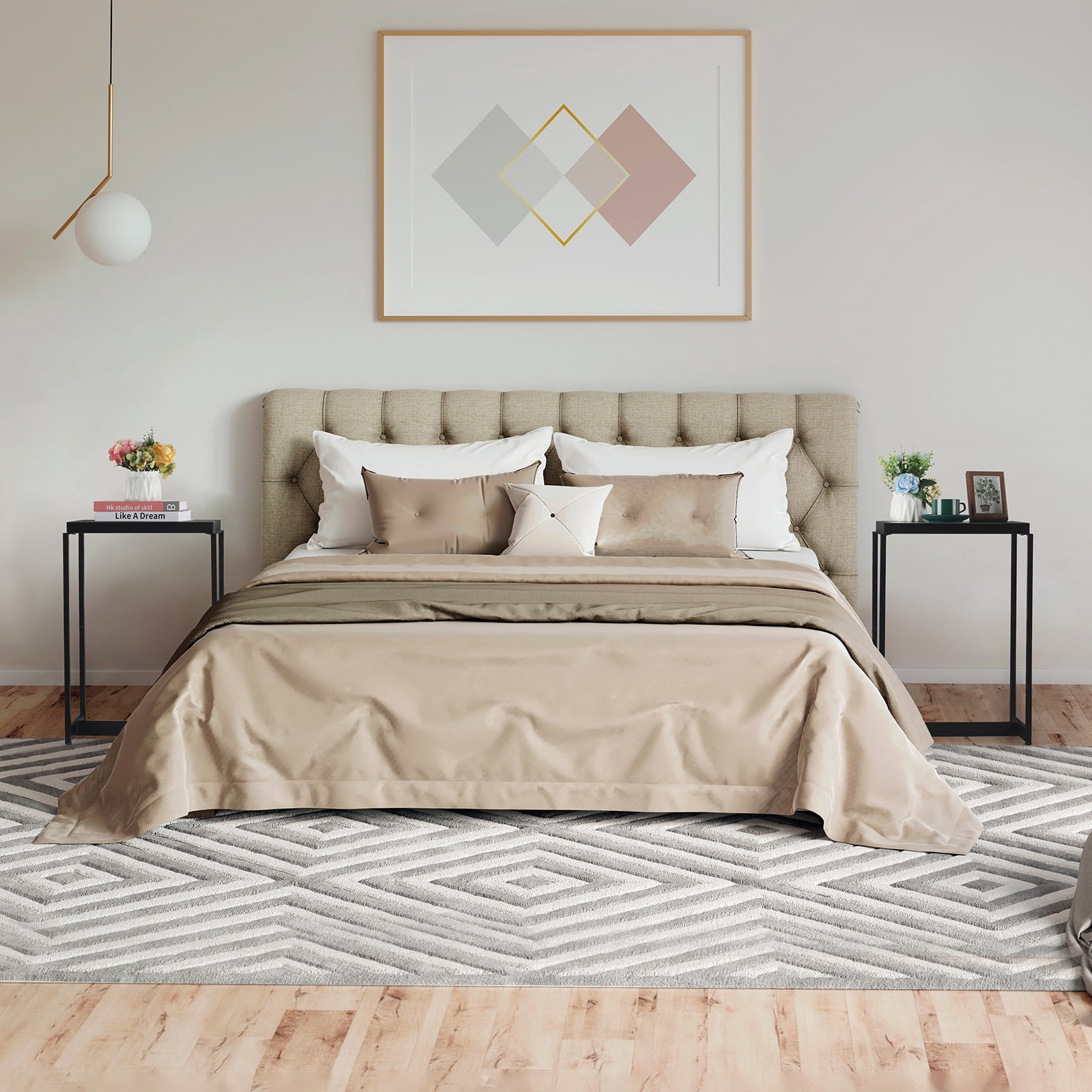 Oumilen Black Modern Bedroom Nightstands Set of 2 - Narrow Side Tables