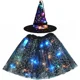 thumbnail image 3 of Sombrero de elfo con luz LED luminosa para mujer y niña, falda con forma de estrella, tutú de telaraña, disfraz de mago, regalo para fiesta, festival de Halloween, 3 of 5