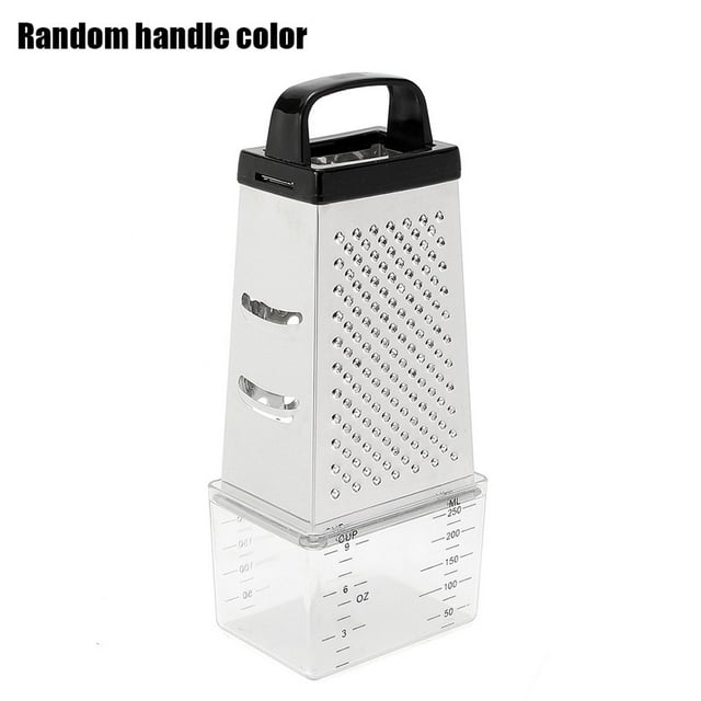 Kitchen Grater Stainless Steel 4 Sided Shredder with Container Kitchen Accessory Handle Color Random