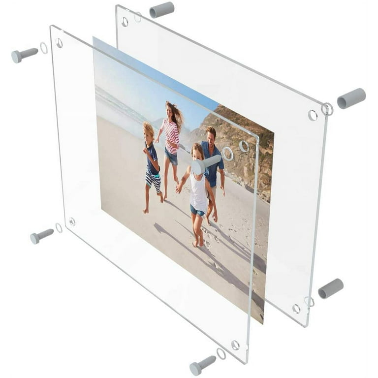 AITEE 8x10 Acrylic Picture Frames 4 Pack, Clear Picture Frames for Wall,  Modern Frameless picture Frames Lucite Transparent Square Cubes Floating