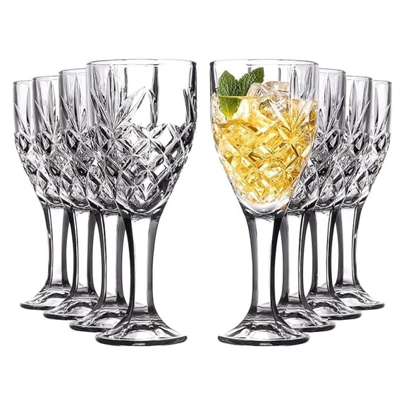 Wine Glasses Goblet Glasswareof 8, 10oz, Glasses, Decorative Chalice Kinsleyfor Beer, Liquor, Wine, Water, and Beverages, Party and Event Serving…