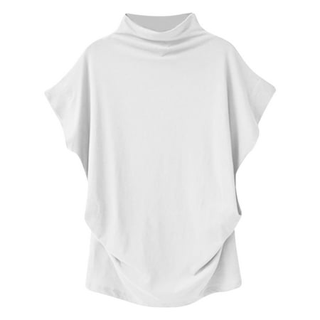 Plus Size Tops For Women  Casual Turtleneck Cap Sleeve Corset Tops Women Business Casual Clothing Tops Gym Denim Tops Low Cut Bell Tops Trendy 2024 Athletic Tank Tops Blouse (M  White) ZMTing