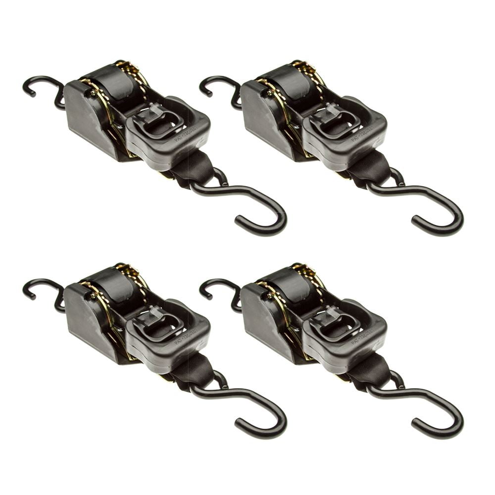 4 Pack 2" x 10' Retractable Ratchet Strap with SHooks