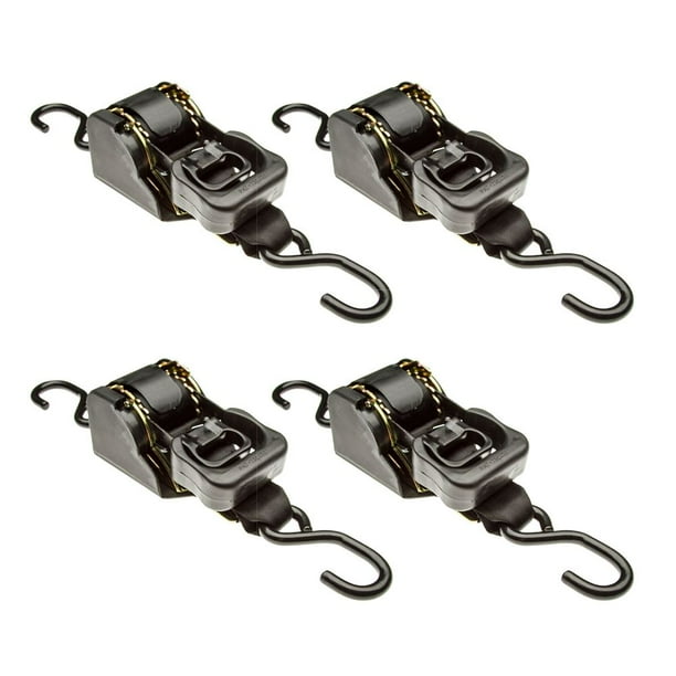 4 Pack 2" x 10' Retractable Ratchet Strap with SHooks