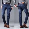 thumbnail image 1 of Jeans Longs Stretch Style Automne Hiver Hommes Jeans Coupe Droite Homme Moyen-Ag, 1 of 6