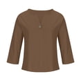 thumbnail image 6 of Bovxnpu 3/4 Length Sleeve Womens Tops, Dressy Casual Blouses for Women, Women's Fashion Summer V Neck Leisure Three-quarter Sleeve Solid XXXXXL, 6 of 7
