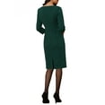 thumbnail image 3 of INSPIRE CHIC Women's Vintage Dress 3/4 Sleeve Wear-to-Work Sheath Dresses XS Green, 3 of 6