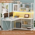 thumbnail image 5 of 58'' L Shaped Computer Desk with LED Light and Bookshelf, Modern Corner Office Desk with Storage Shelves, Home Office Desk, 5 of 7