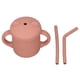 thumbnail image 5 of Vaso de silicona para bebé con dos asas y tapa con pajita, estilo dibujos animados, apto para uso alimentario, duradero, color naranja, 5 of 14