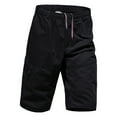 thumbnail image 2 of YUGYXL Big and Tall Cargo Shorts for Men Elastic Waist Drawstring Camping Shorts Loose Fit Hiking Shorts Black XXXL, 2 of 8