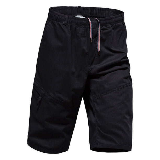 pstuiky Pantalones cortos deportivos para hombre, Pantalones cortos cargo elásticos para hombre, informales, con cordón ajustable, clásicos, de verano, con múltiples bolsillos con cremallera.