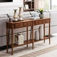 thumbnail image 4 of Leick Home 20028-PC Console/table de Salon Côtier à Deux Tiroirs avec Tablette, Pacane, 4 of 5