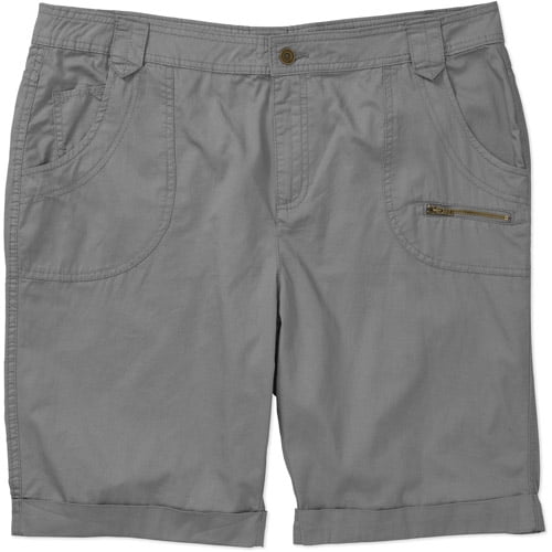 Faded Glory Women's PlusSize Twill Bermuda Shorts With Zipper Details