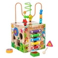 thumbnail image 1 of Juego de actividades de madera con forma de cubo, juego de combinación de colores, reloj digital con forma de piano para golpear a mano, de desarrollo, 1 of 9