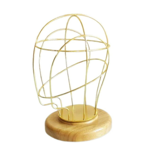 Modelo de maniquí de exhibición de peluca de metal de 21 '' con base de para gorro de sombrero, bufanda, exhibición de de joyerí Golden 01