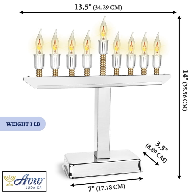 Chrome Electric Menorah with Flickering Flame Bulbs photo 2