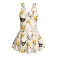 thumbnail image 4 of Xixirimido Roosters Yellow Roses Print Girls Swimsuit One Piece UPF 50+ Skirted Bathing Suit Modest Beach Swim Dress with Built-in Shorts for Kids, 8-9 Years, 4 of 7