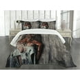 thumbnail image 3 of Ambesonne Zombie Quilted Bedspread Set 3 Pcs, Angry Dead Woman, Queen Size, Dark Taupe Peach Red, 3 of 5
