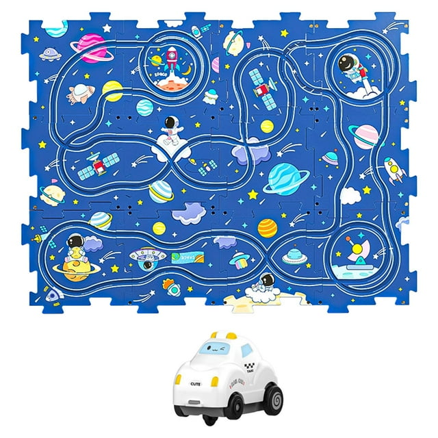 Kids Race Tracks Slot Rail Toys para , multipropósito Montessori Desmontar Puzzle Track con vehículo para mayores de 3 años Regalo para Espacio de rompecabezas de 12 piezas Sunnimix Pistas de rompecabezas