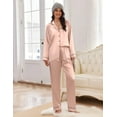 thumbnail image 3 of Women's Classic Button Down Long Satin Silk Pajama Set, 3 of 6