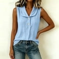 thumbnail image 4 of Ulitacool Summer T Shirts For Womens O Neck Solid Color Sleeveless Tank Tops Button Blouse Elegant Wear S Bu1, 4 of 9