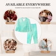 thumbnail image 7 of Salouo Cyan Mint Marble Pattern Women's Pajamas Set Long Sleeve Button Down Sleepwear Soft Pj Lounge Sets for women 2 Piece Pjs Set with Long Pants-X-Large, 7 of 7