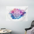 thumbnail image 1 of Evil Eye Tapestry, Ornate White Hand Drawn Hamsa on Watercolor Splashes Artistic Energetic Print, Wall Hanging for Bedroom Living Room Dorm Decor, 60W X 40L Inches, Pink Blue White, by Ambesonne, 1 of 2