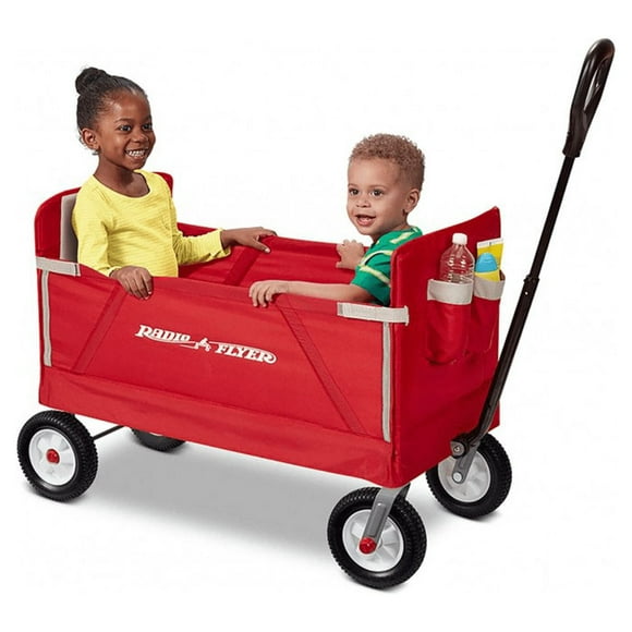 Radio Flyer All Terrain 3-in-1 Off Road EZ Fold Wagon for Kids & Cargo, Red