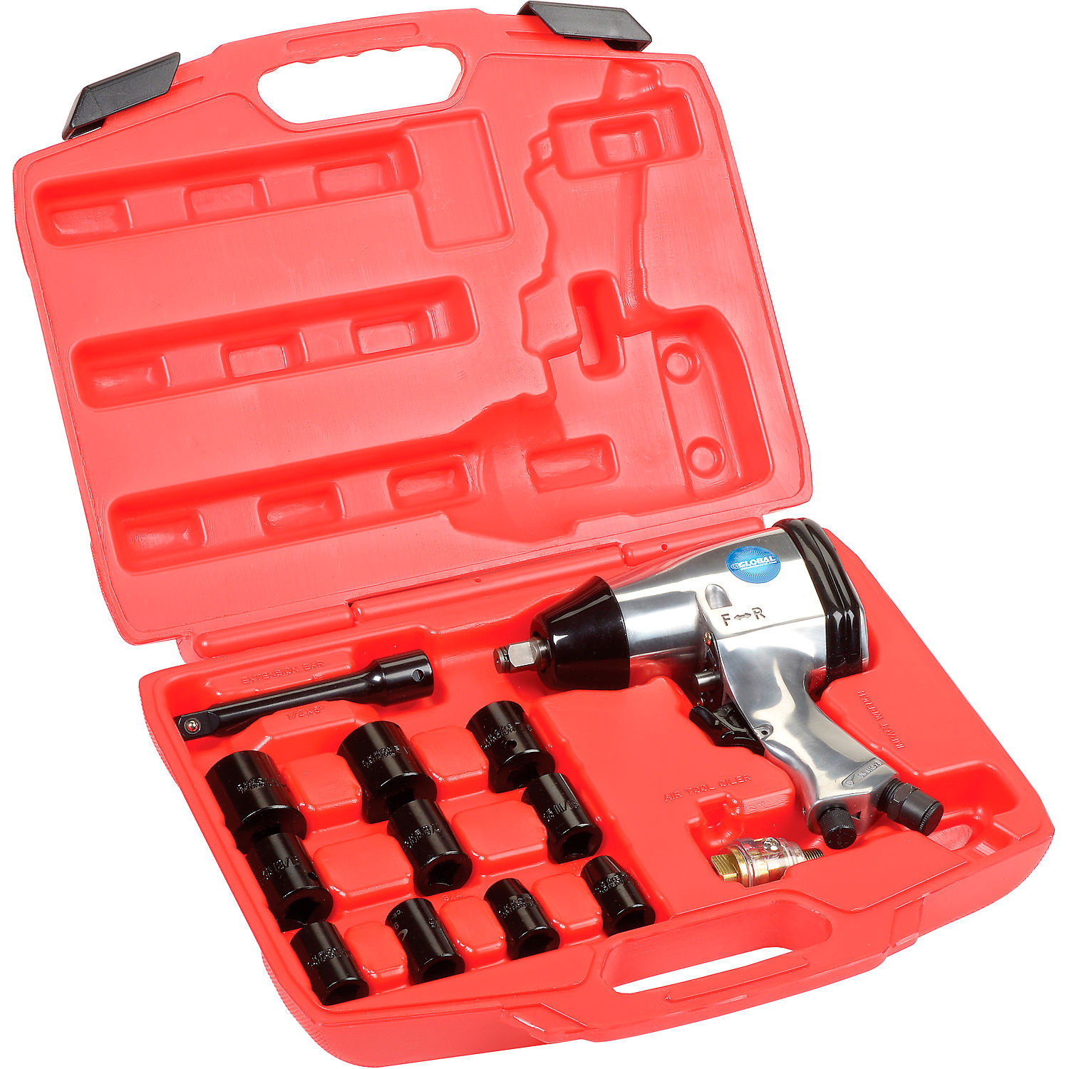 Global Industrial 1/2" Impact Wrench Kit, 7,000 RPM